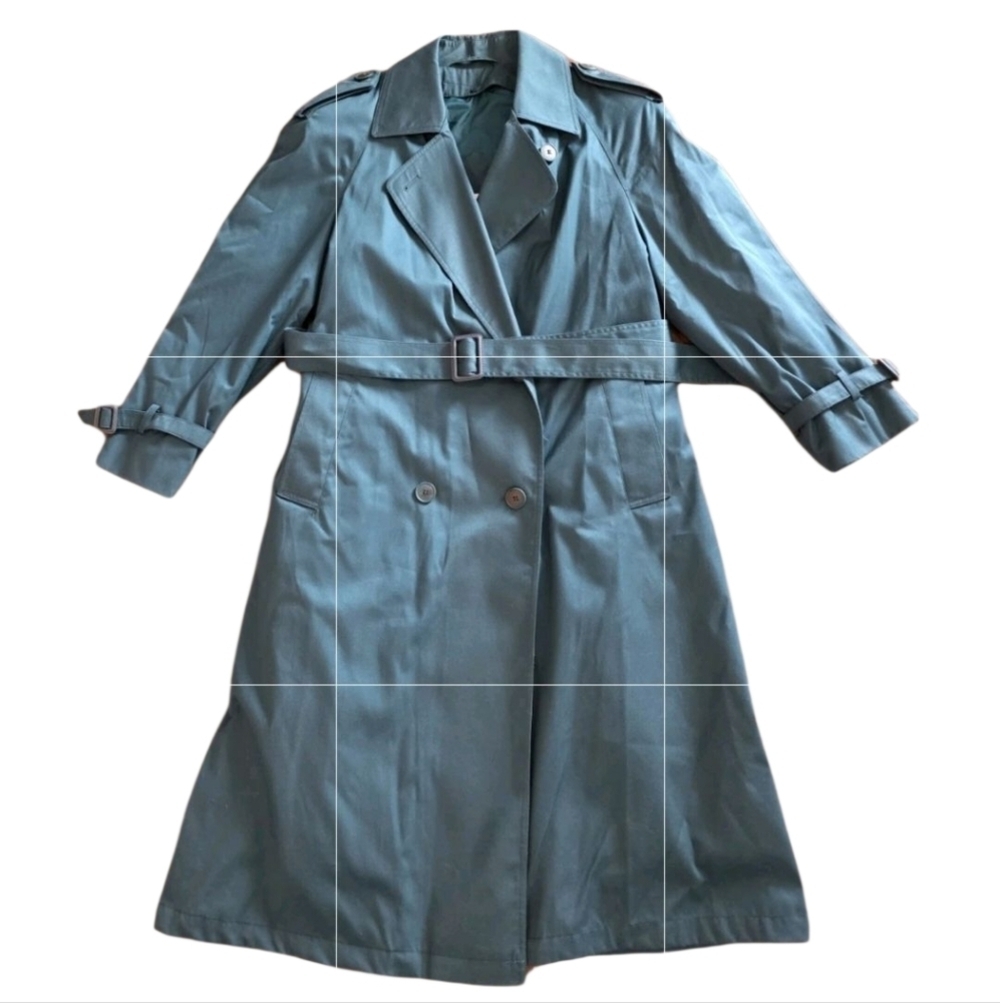 Worthington Vintage Women 3 Season Trench Long Coat Belted Long Size 10 P Green - Picture 9 of 9